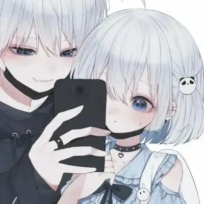 抖音情头动漫一男一女很火好看图片