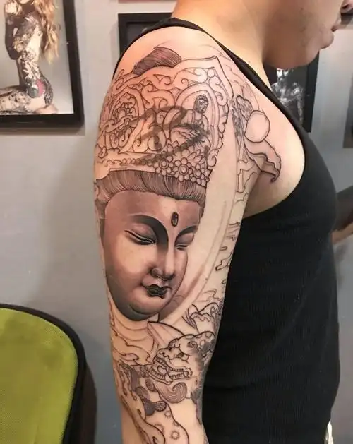 佛纹身图片_手臂新传统纹身图案
