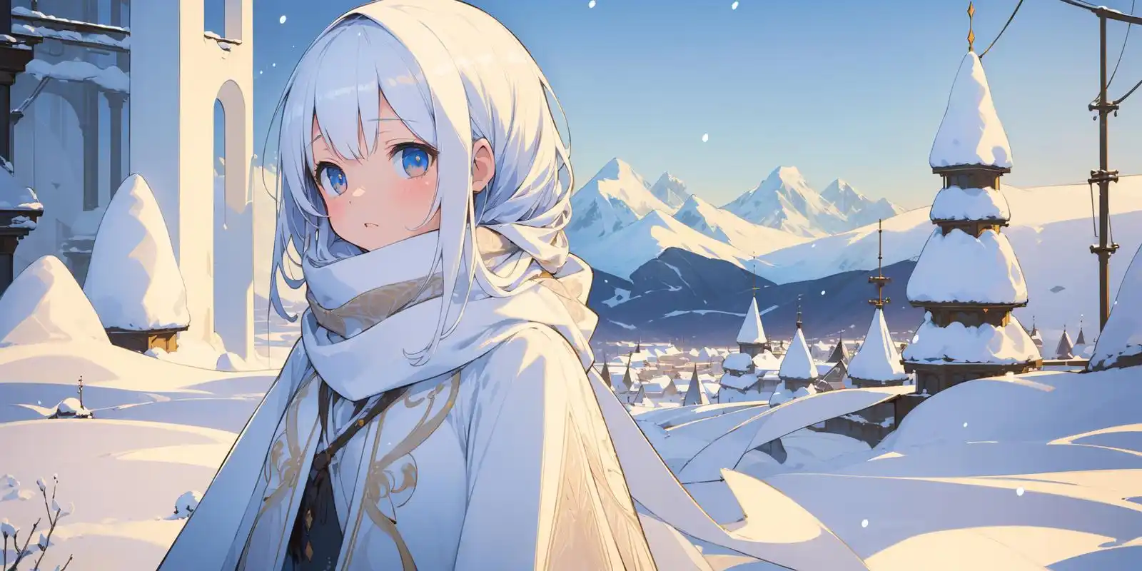 横屏壁纸,白雪皑皑的二次元老婆!