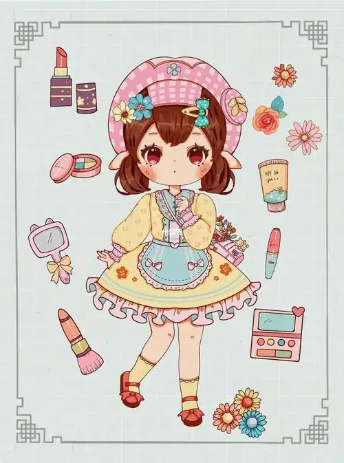 绘画教程 q版人物 换装游戏 贴纸 和纸胶带