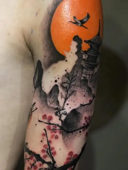 中国风拼接_纹身图案手稿图片_意像的纹身作品集