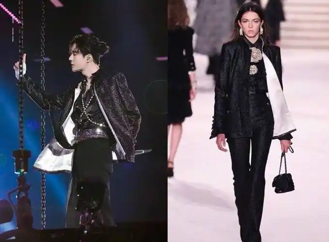 王一博就把香奈儿女装,穿出了帅气时尚范儿_黑色_外衣_白色