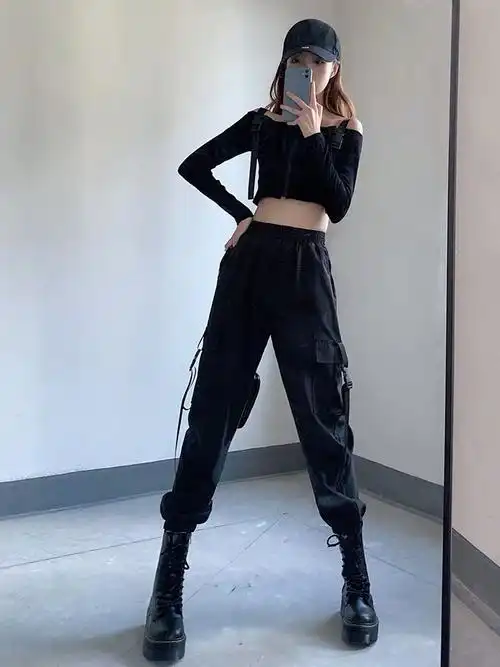 工装裤女显瘦高腰束脚裤宽松秋季帅气百搭小个子休闲ins潮运动裤