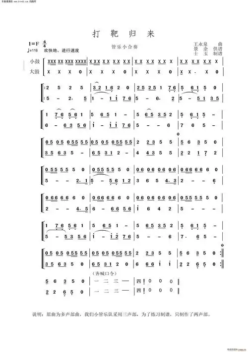 打靶归来 管乐小合奏(总谱)1