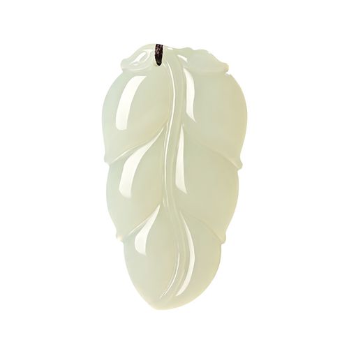 天然和田玉树叶吊坠金枝玉叶玉佩女款白玉项链玉石挂件毛衣链玉坠