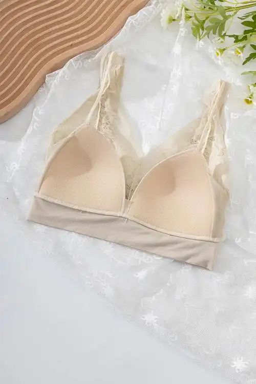 裸氨新款法式蕾丝吊带内衣少女士三角杯文胸罩薄款无钢圈性感美背