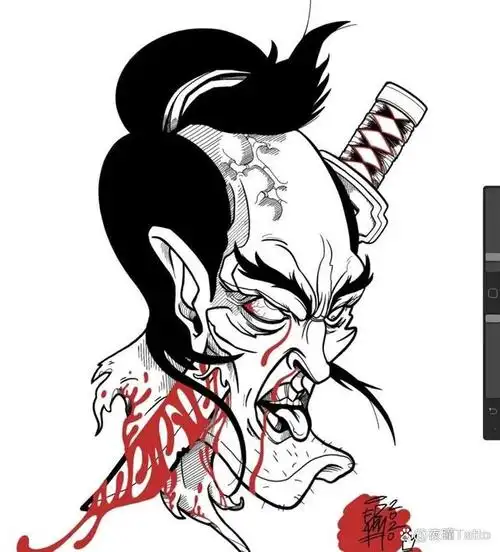 生首纹身手稿推荐,日式生首又有什么寓意呢?