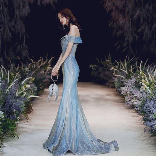 星空鱼尾法式晚礼服裙女宴会高端气质主持人平时可穿仙气梦幻森系