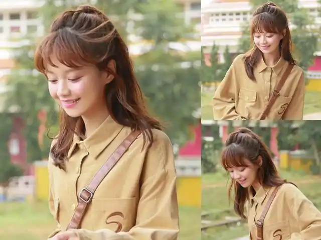 今年很流行这种丸子头扎发,扎起来的效果,既凸显气质,还蛮可爱的哦,它