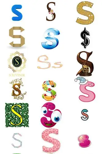 可爱卡通英文字母s设计模版