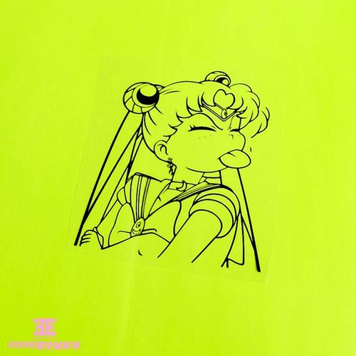 eone镂空车贴美少女战士水冰月卡通可爱吐舌车身玻璃机箱防水贴纸