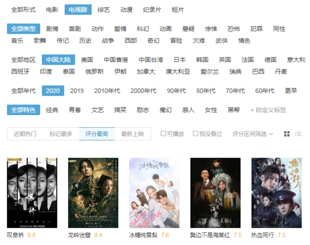 2020五部高分电视剧龙岭迷窟只能第二第一豆瓣高达88