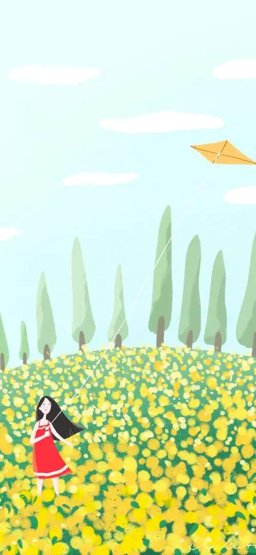 手绘插画春天 套图 iphone全面屏