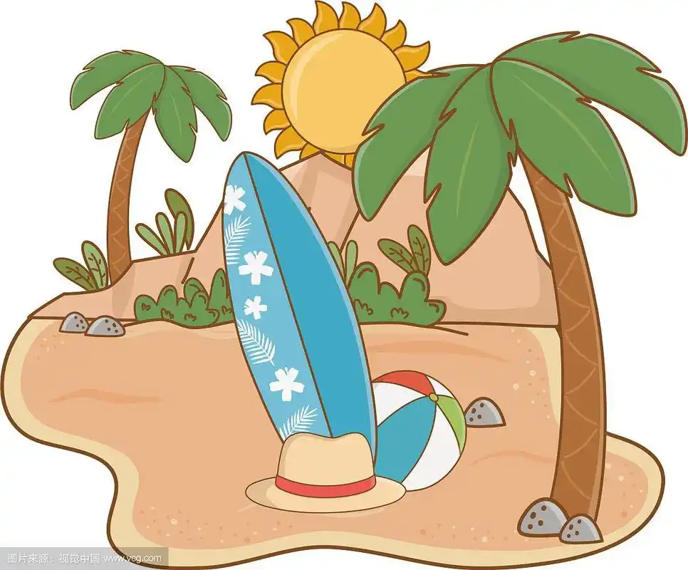 夏天和海滩可爱的卡通