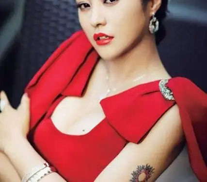 性感明星郝蕾手臂太阳图案纹身