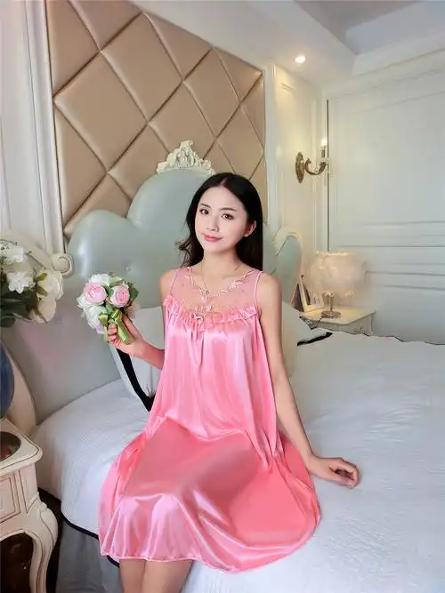 夏季性感女式吊带睡裙女士中裙女款夏装冰丝夏天睡衣