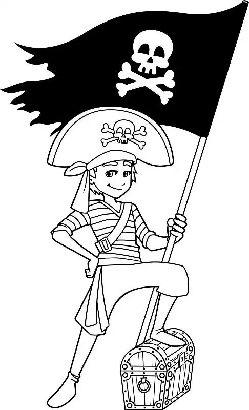 海盗男孩线条艺术图片