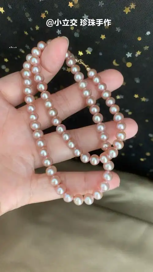 高级稀有粉紫色天然淡水珍珠项链_粉紫色_珍珠项链_珍珠_配饰_手工制