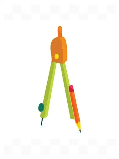 34在白色背景传染媒介例证在动画片样式的制图圆规象隔绝的卡通风格