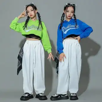 爵士舞女童演出服套装秋冬款街舞儿童潮服多巴胺少儿走秀表演服装