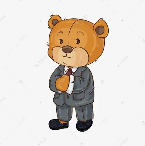 手绘穿西装的泰迪熊
