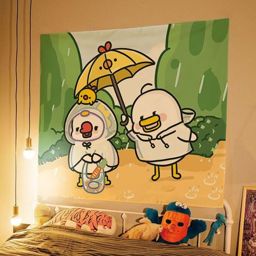 加厚绒布ins可爱鸭子柯尔鸭背景布少女心治愈系卧室宿舍墙面装饰