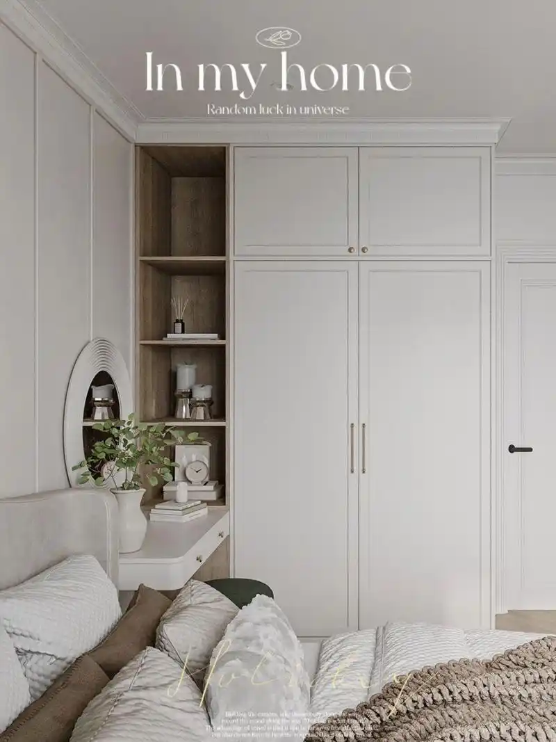 卧室衣柜 梳妆台一体√就是蕞搭的 卧室可以不要床头柜,但梳妆台一定