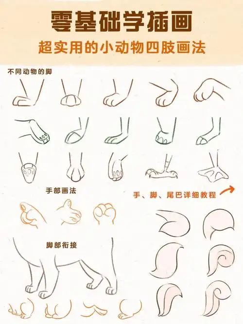 零基础学画画小动物四肢不同角度的画法