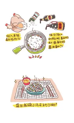 插画师dua小漫画美食篇紫菜蛋炒饭分享