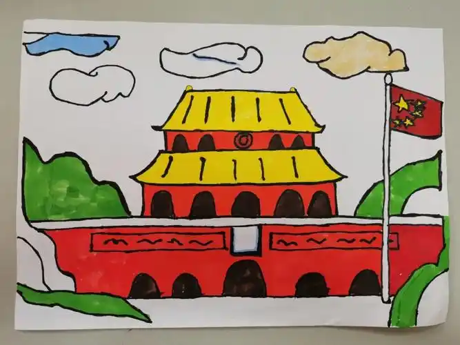 8张天安门主题国庆节儿童画作品