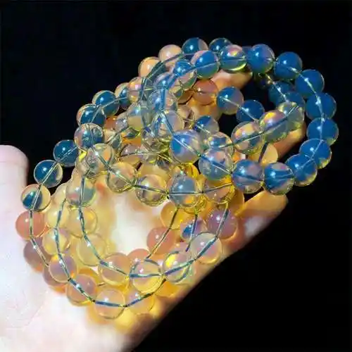 蓝珀琥珀蓝珀手串墨西哥天然多米尼加5a天空蓝琥珀佛珠老矿男女款