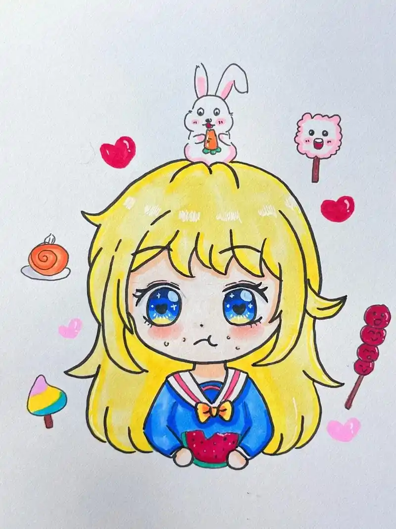 q版人物 #动漫绘画 #一起学画画 # - 抖音