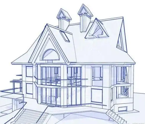 三年级水平别墅的简笔画法