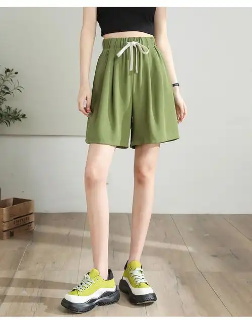 实拍雪纺阔腿短裤女夏天爆款高腰百搭宽松运动裙裤休闲中裤五分