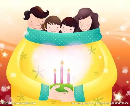 幸福一家四口可爱卡通图片