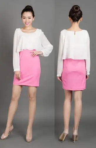 2015春秋新款品牌女装松紧短裙甜美防晒长袖雪纺连衣裙代理加盟