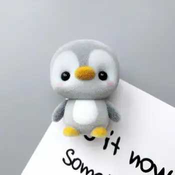 玻尿酸鸭可爱立体冰箱贴韩国植绒q版动物小公仔吸磁性贴家居装饰 灰