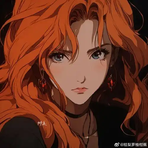 高冷女生头像|橙黄|暗色调    #二次元新鲜事#|#动漫