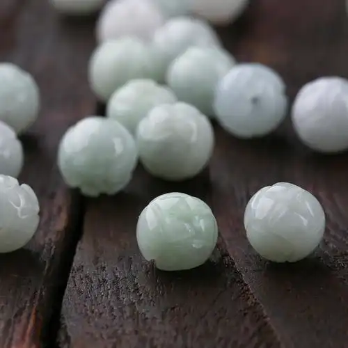 晶屿翡翠a货莲花散珠玉珠子单颗天然玉石diy手工串珠编织手链手串配珠