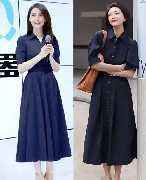 比黑白更适合穿的是深蓝色,既能显白又能提升气质,显老又时尚!