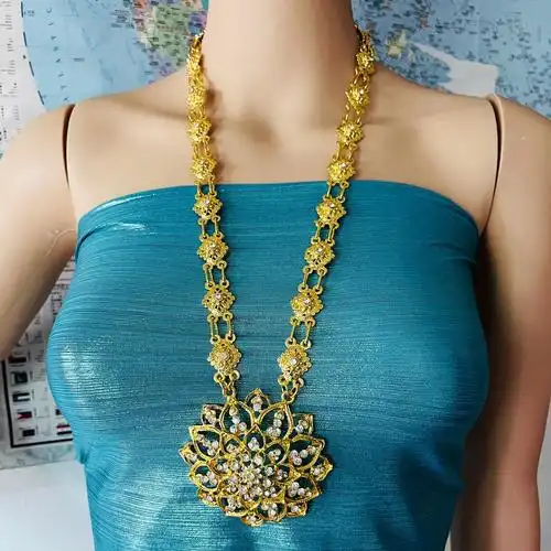 民族风舞蹈服装配饰大花项链肩链套装傣族演出搭配合金饰品项链子