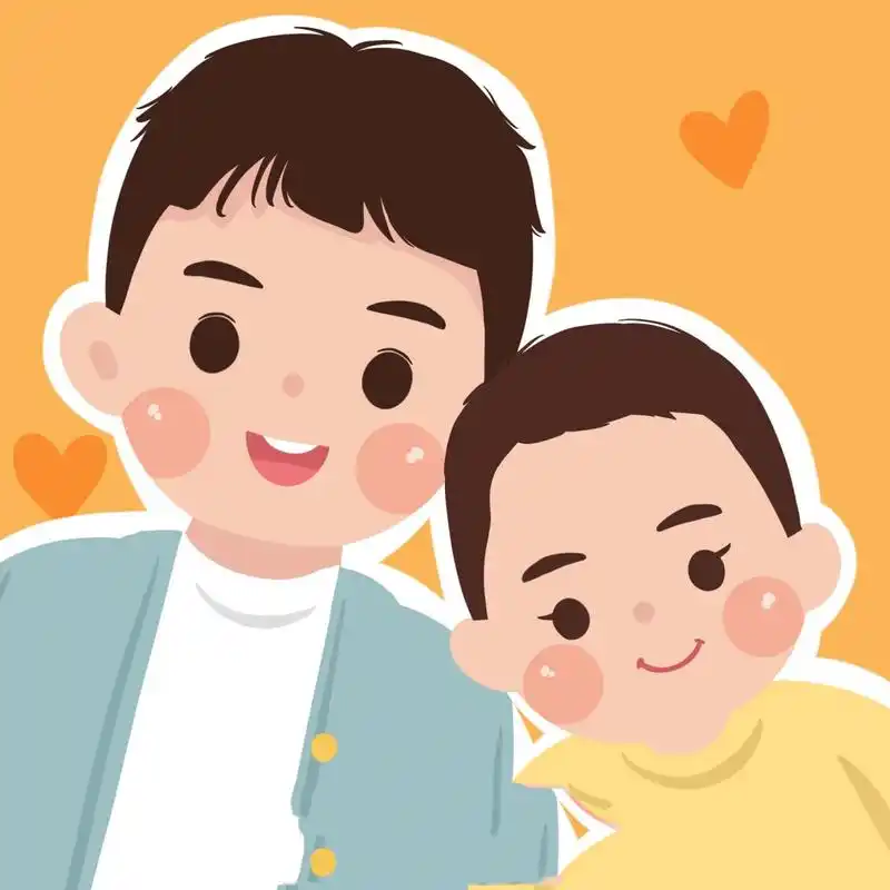 来一组兄弟俩可爱小头像!幸福满满呀!    手绘亲子头像,全家福头像