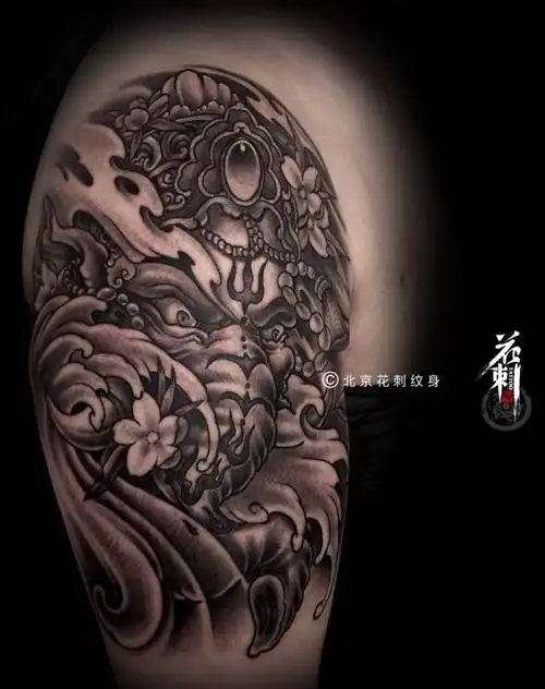 纹身图片_成品手臂传统动物宗教人物纹身图案