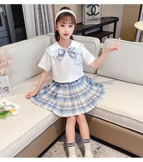 j006(配领结)童装套装jk制服儿童女童小学生制服两件套 - 17网