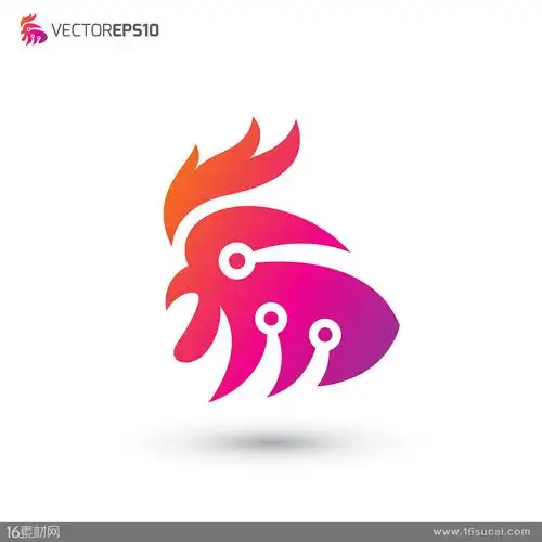 炫彩鸡头标志矢量素材