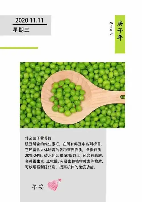 【涵涵营养小知识】 豆子中豌豆的营养更高 每日营养,早安