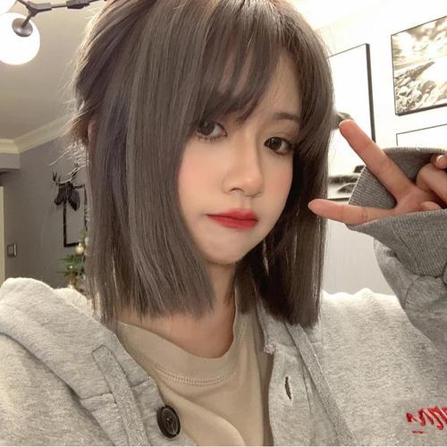 假发女短发自然圆脸蓬松韩式发型日系短发学生锁骨长直发全头套