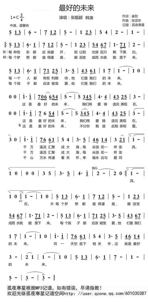 最好的未来简谱歌谱 下载