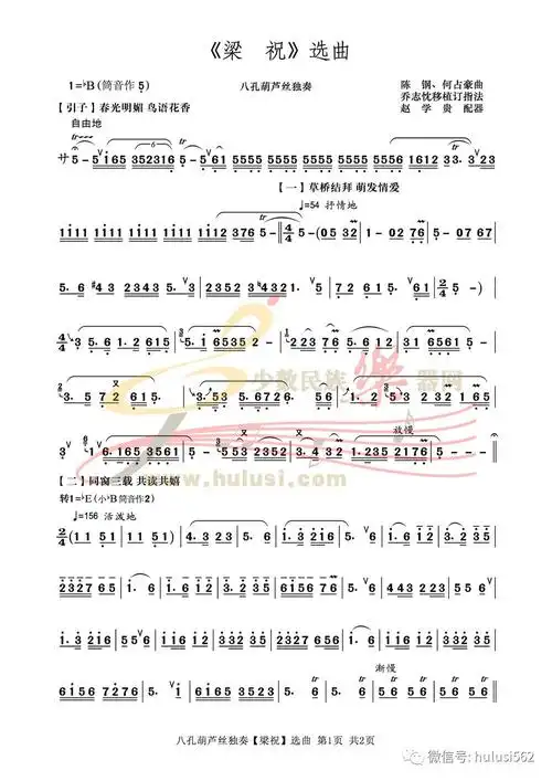 乔志忱老师新编曲的八孔葫芦丝曲梁祝