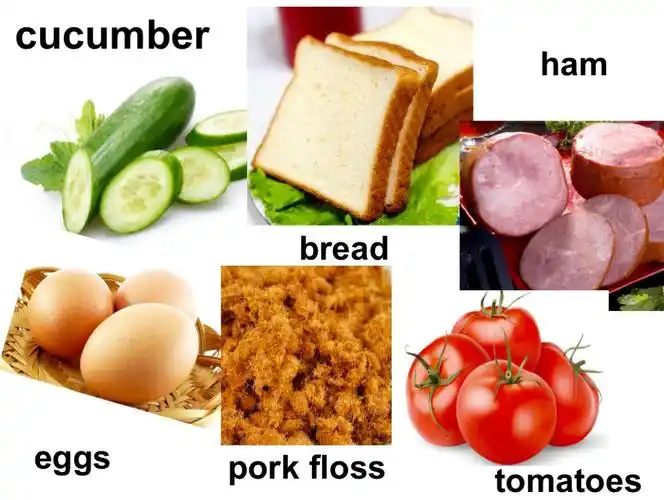 青瓜cucumber, 面包bread,火腿ham…好吃好玩又能学到英语!